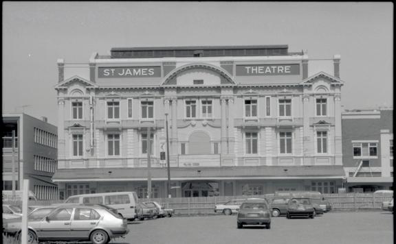 Black and white historic image of the St James Theatre from 1992