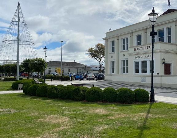 Masterton Town Hall is an old stone building.