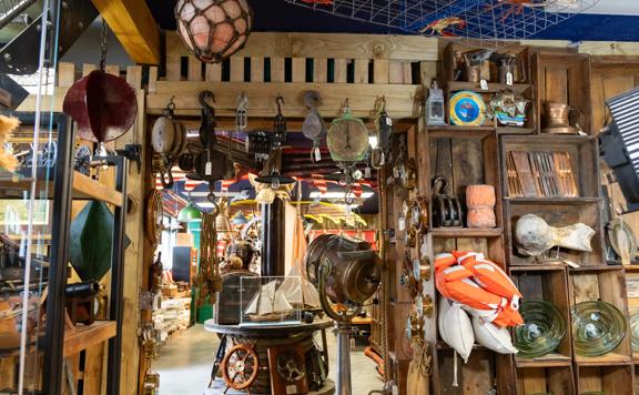 The interior of Shipwreck Trading, a store in Lower Hutt that is jam-packed with collectables and nautical oddities.