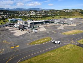 Aerial view of the runway at Wellington International Airport