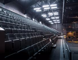 Looking up to the bleachers inside TSB Arena.
