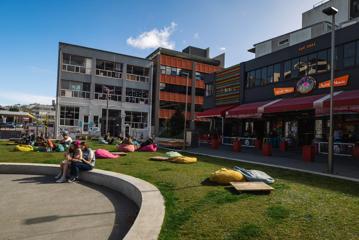 The exterior of The Rogue and Vagabond, a bar located in Glover Park in Te Aro, Wellington.