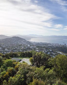 The Wrights Hill Fortress screen location, located in Karori overlooking Wellington from an old gun emplacement. The location includes historic monuments, underground landmarks, and tunnels.