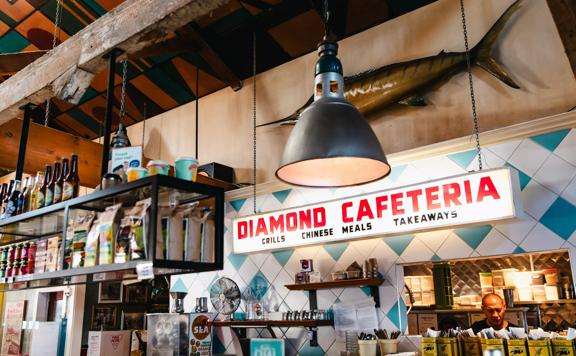 The eclectic interior of Seashore Cabaret café.