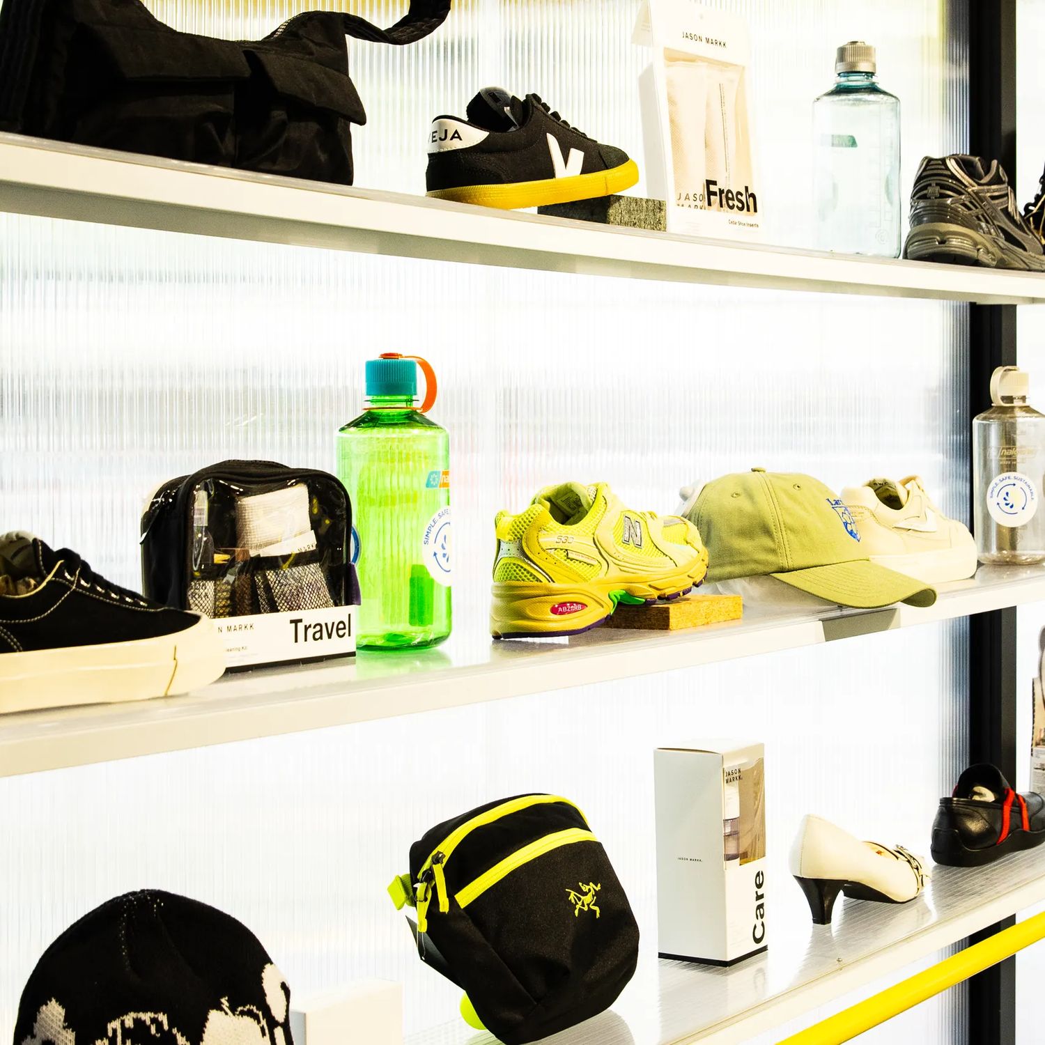 Shelves display streetwear and accessories at Good As Gold.