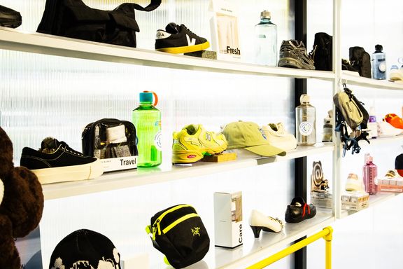 Shelves display streetwear and accessories at Good As Gold.
